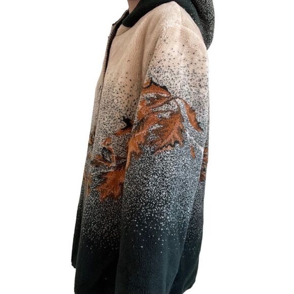 Vintage 90s White Stag Fall Leaf Landscape Hooded Fleece Jacket Coat Sz 1X - Picture 9 of 9